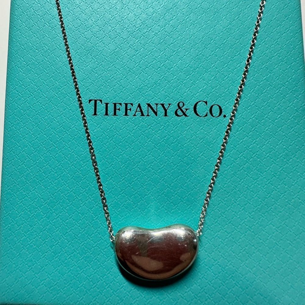 Tiffany & Co Vintage 1989 Elsa Perretti Sterling Silver Bean Necklace 18…